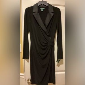 Ralph Lauren dress, black with satin collar. NWT